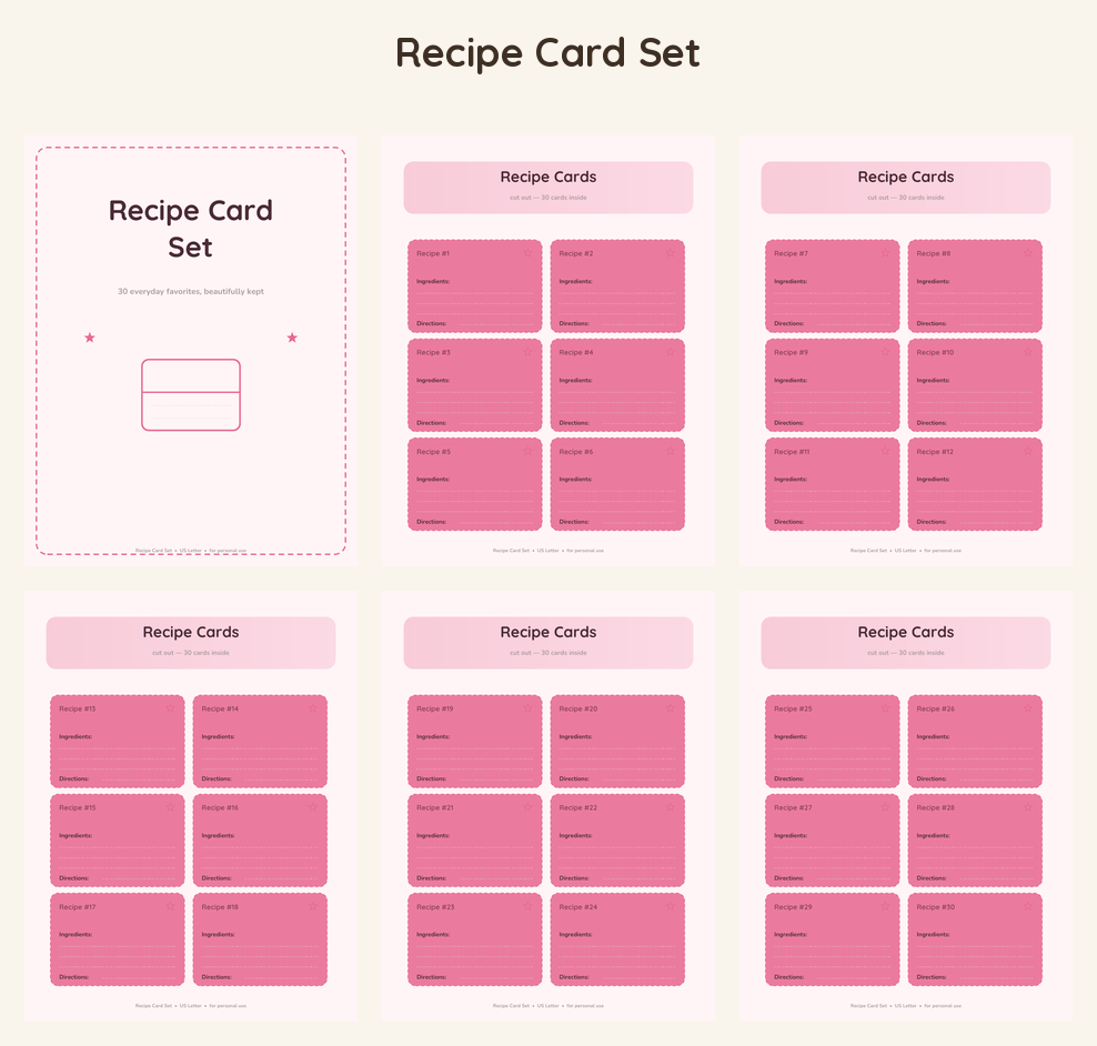 Recipe Card Set
