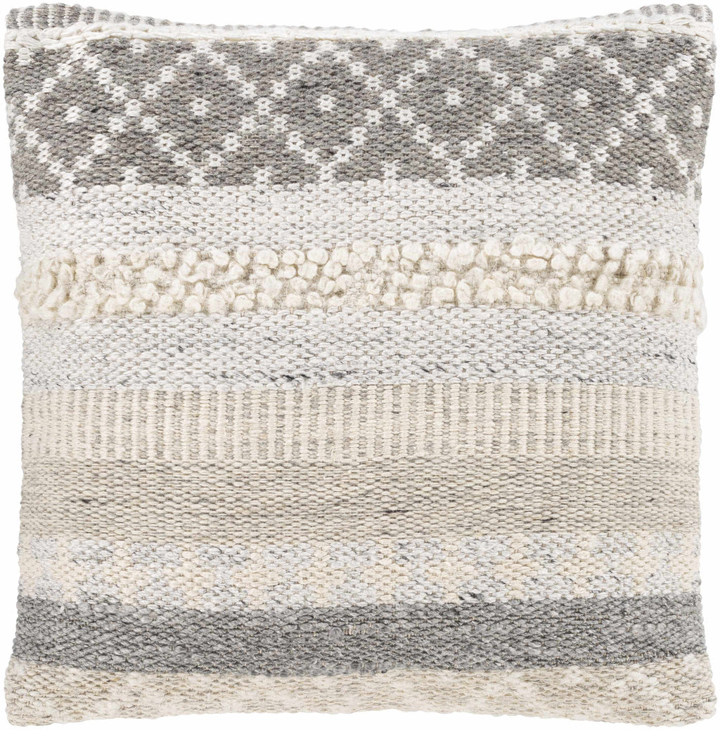 Truckee Neutral Textured Wool Throw Pillow-0