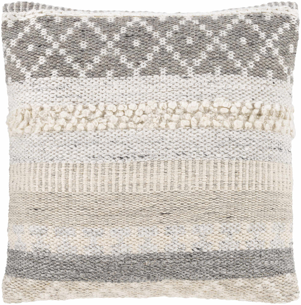 Truckee Neutral Textured Wool Throw Pillow-0