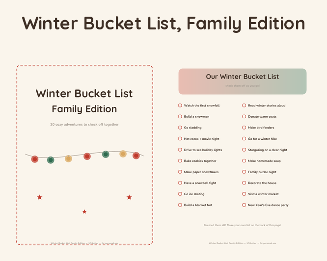 Winter Bucket List, Family Edition