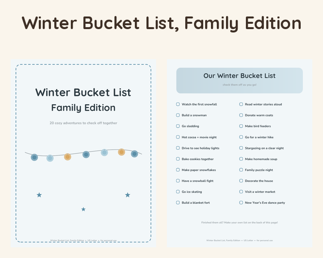 Winter Bucket List, Family Edition