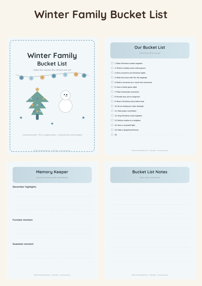Winter Family Bucket List - Ocean Calm