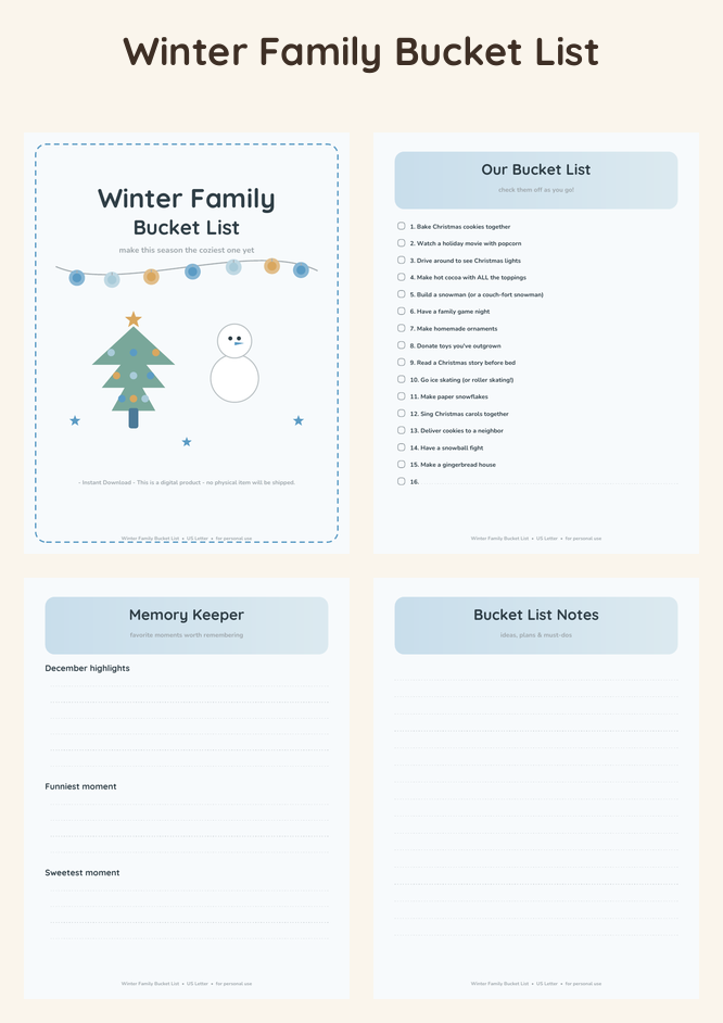Winter Family Bucket List - Winter Wonderland